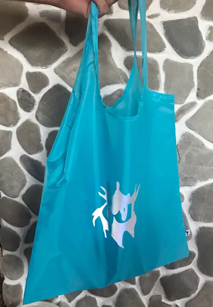 Nákupní taška s reflexním motivem - tyrkysová