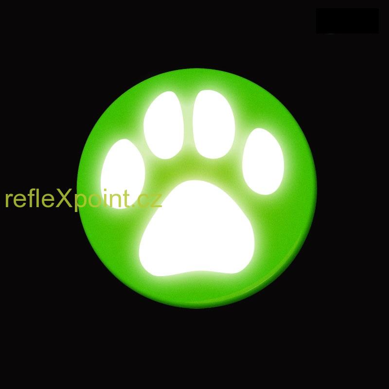 REFLEXNÍ připínací placka - Psí stopa - zelená