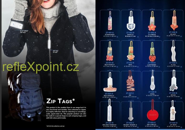 Reflexní taháčky na zip na zakázku