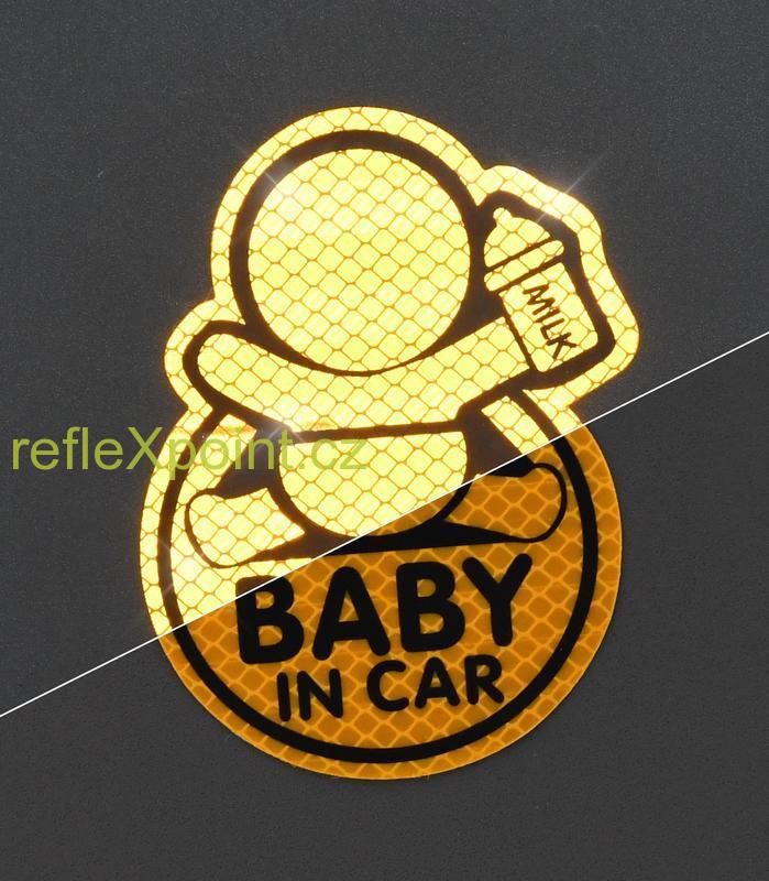 Reflexní samolepka Baby IN CAR - žlutá