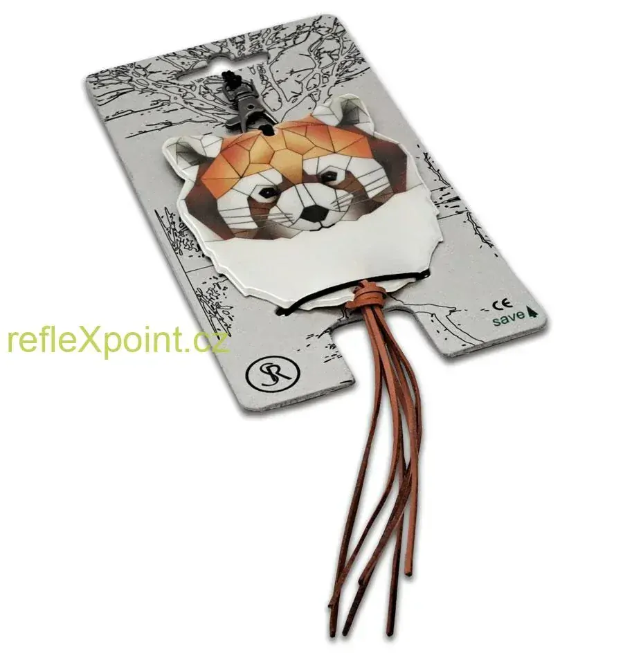 Reflexní přívěsek Origami - Panda červená
