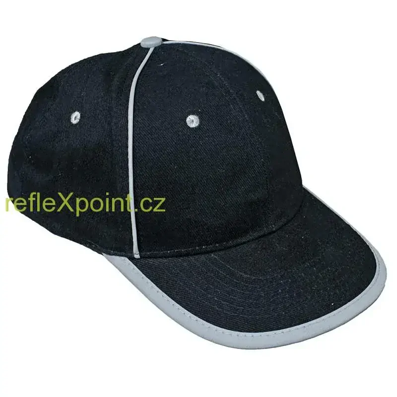 Kšiltovka - bavlna s reflexními prvky - černá 