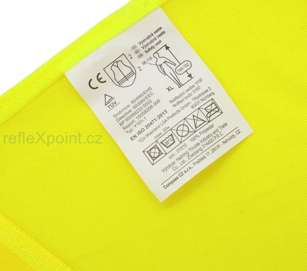 Reflexní výstražná vesta -  žlutá  XL