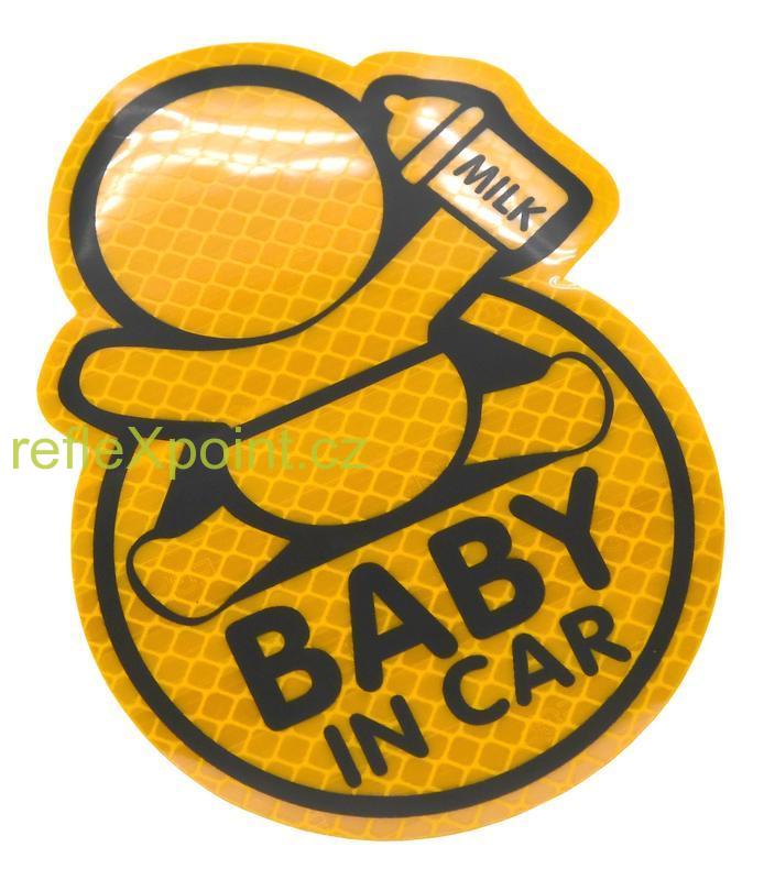 Reflexní samolepka Baby IN CAR - žlutá