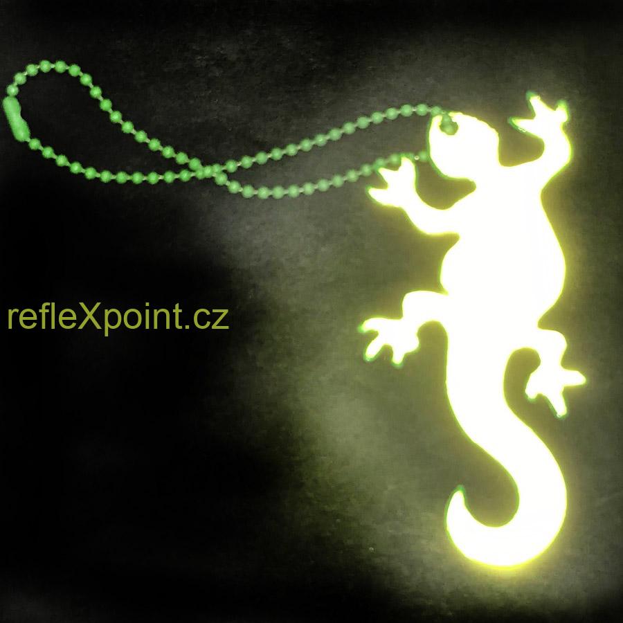 Reflexní přívěsek -  Zelená ještěrka