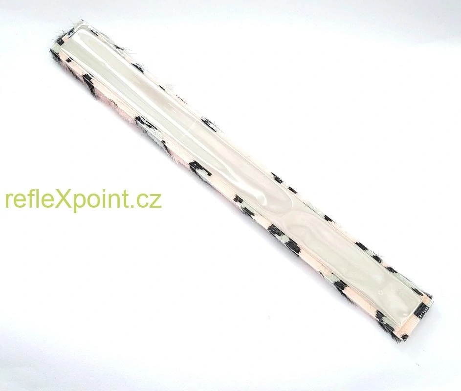 Reflexní samonavíjecí páska - bílá s kožešinou  - pink 