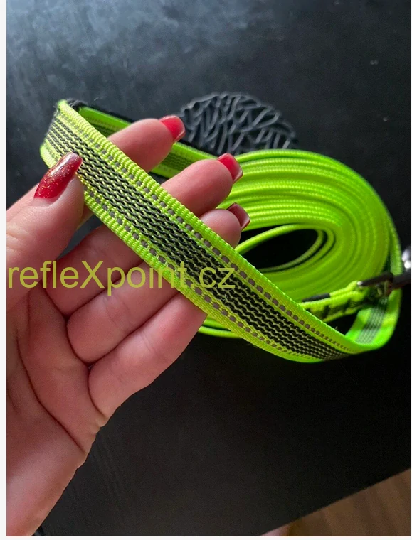 Neónově žluté reflexní vodítko pro psy  1,2 m