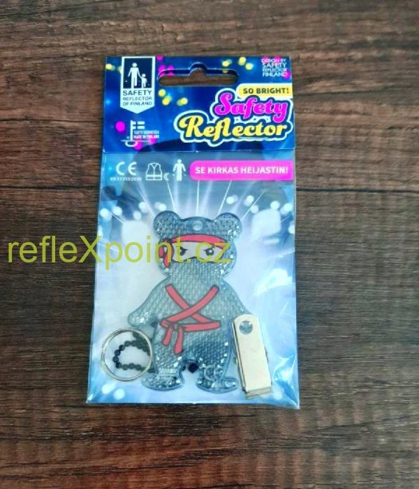 Tvrdý reflexní přívěsek - Medvěd Ninja
