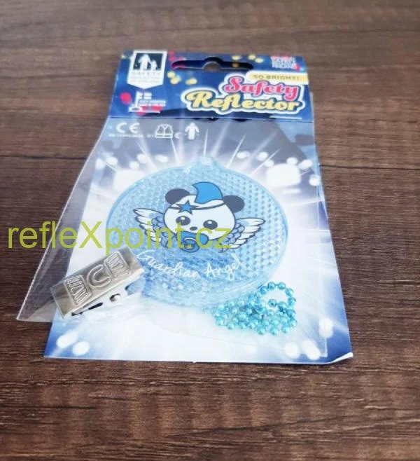 Tvrdý reflexní přívěsek - Strážný anděl - modrý