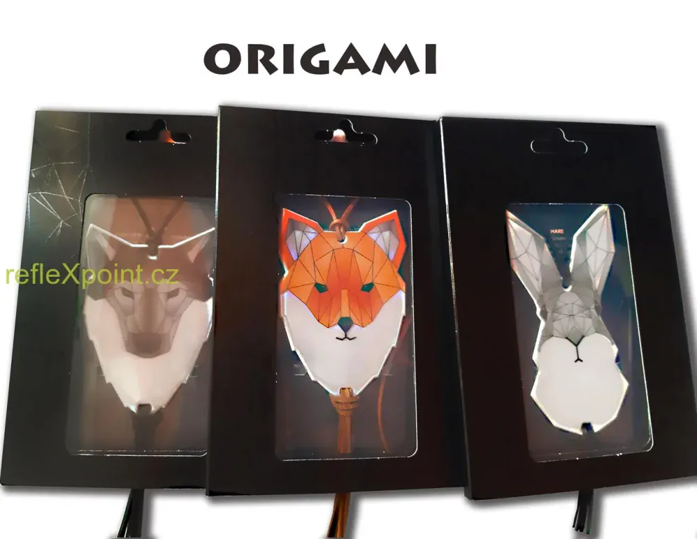 Reflexní náhrdelník / přívěsek Origami - Zajíc